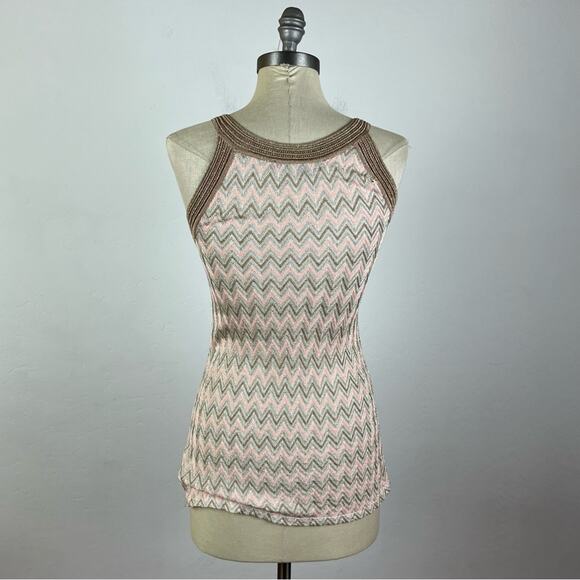 White House Black Market Pink Chevron Metallic Tank Top - Picture 6 of 8